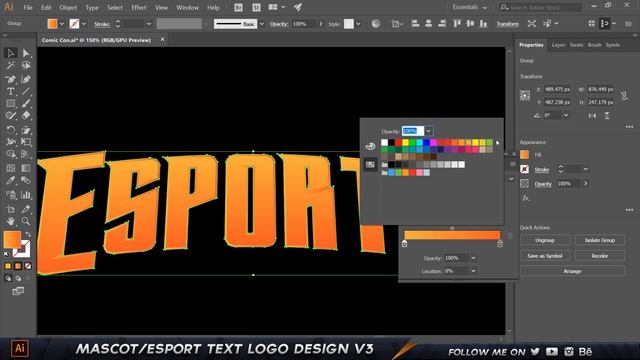 Mascot/Sporty/Esport Text Logo Design Tutorial V3 in Illustrator CC 2018 смотреть онлайн