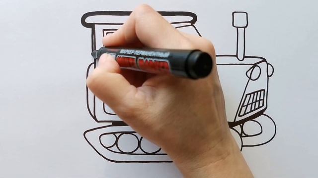 Как нарисовать ТРАКТОР ГУСЕНИЧНЫЙ / раскраска для детей / Нарисуй Ка смотреть онлайн
