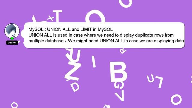 MySQL : UNION ALL and LIMIT in MySQL смотреть онлайн
