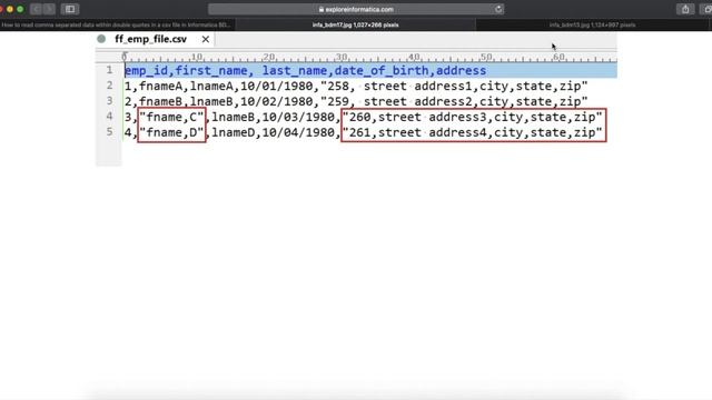 How to read a csv file which has a comma separated data within double quotes :: Informatica BDM смотреть онлайн