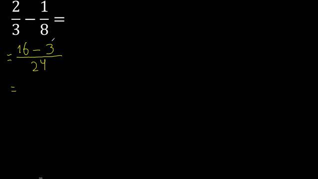 2/3-1/8 . subtraction of fractions , substrac 2/3 minus 1/8 смотреть онлайн