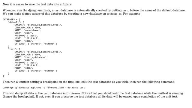 Saving django test database in a fixture? (2 Solutions!!) смотреть онлайн