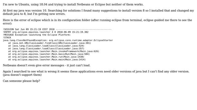 Ubuntu: Java version problem with Eclipse and NetBeans on 18.04 смотреть онлайн
