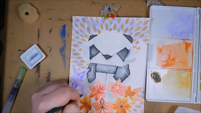 ORIGAMI PANDA WATERCOLOR speed painting смотреть онлайн