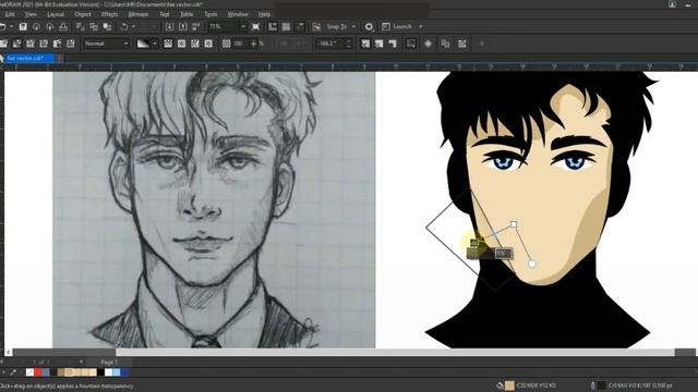 how to make vector face in Coreldraw2022 - Sketch to Vector - Ahsan Sabri смотреть онлайн