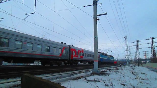 Электровоз ЧС7-063 с поездом№065М Москва-Кишинёв, станция Нара(Наро-Фоминск)28.02.2015 смотреть онлайн