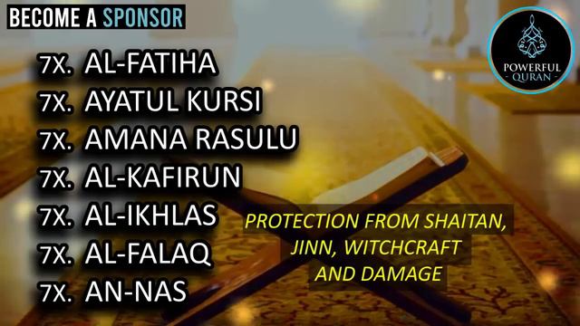 🔊7X.AL-FATIHA 7X.AYATUL KURSI 7X.AMANA RASULU 7X.AL-KAFIRUN 7X.AL-IKHLAS 7X.AL-FALAQ 7X.AN-NAS Ruqy