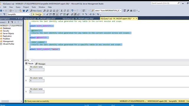 How to get the last identity inserted column value in Sql. смотреть онлайн