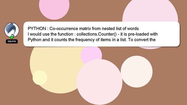 PYTHON : Co-occurrence matrix from nested list of words смотреть онлайн