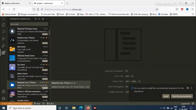VS-CODE in Cloud: Free Code-Server in Cloud | railway.app | Newstech Videos | हिंदी смотреть онлайн