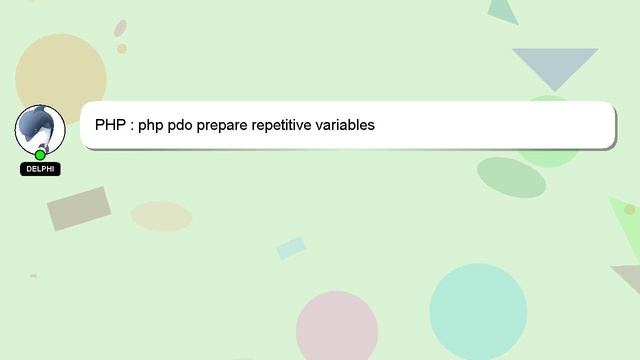 PHP : php pdo prepare repetitive variables смотреть онлайн