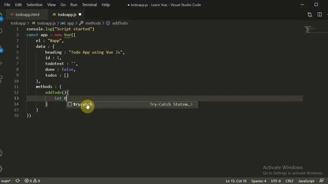 Vue.js Tutorial for Beginners 9 - Completing addTodo() method and rendering them on frontend. смотреть онлайн