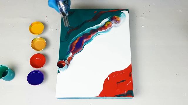Crimson RED & Pine GREEN Acrylic Pouring? Beautiful Pour Painting With CELLS