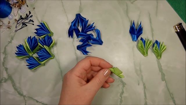 Василёк канзаши на ободок, МК Лерита / Diy Satin Ribbon Flower, Kanzashi