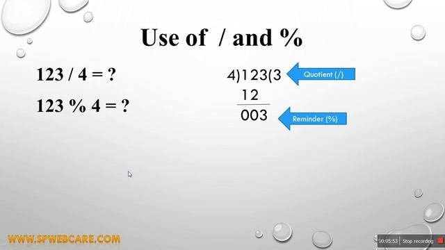 Operators in C | Difference between Division(\) and Modulus(%) operators | Lecture 4 | Success Code смотреть онлайн