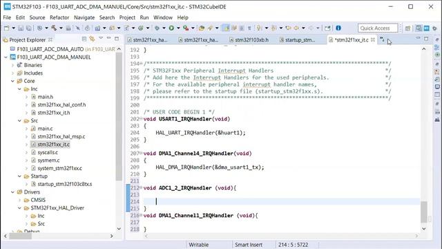 Manuel STM32CubeIDE + HAL Driver + STM32F1 UART Part 5: ADC UART DMA Mode смотреть онлайн