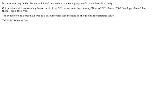 DevOps & SysAdmins: SQL Server not liking dates in YYYY-MM-DD format смотреть онлайн