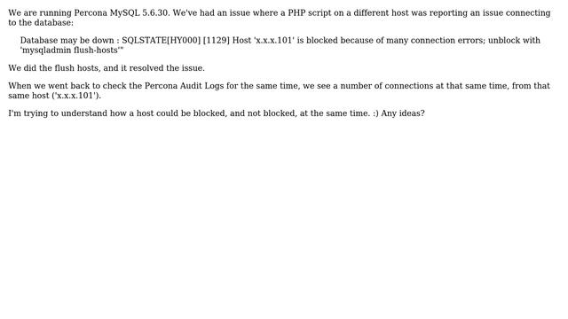 Databases: Flush Host Connection Blocked, but some connections allowed смотреть онлайн