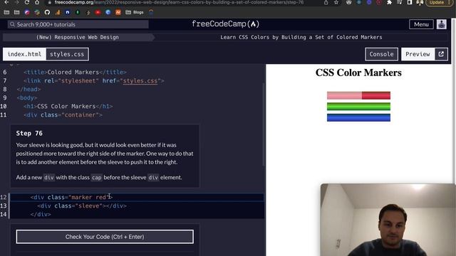freeCodeCamp - Learn CSS by Building a Set of Colored Markers (71-80) смотреть онлайн