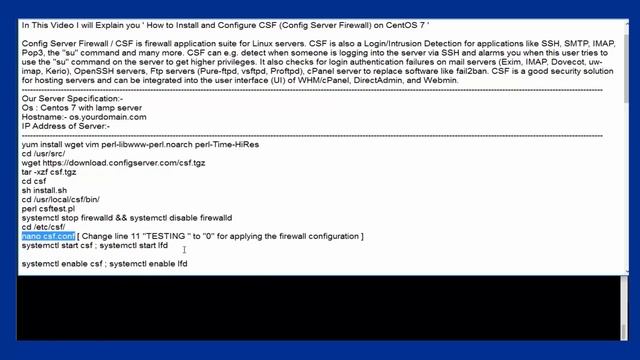 How to Install and Configure CSF (Config Server Firewall) on CentOS 7 смотреть онлайн