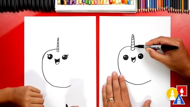 How To Draw A Cute Cartoon Narwhal смотреть онлайн
