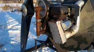 Аэросани. Замер тяги на разных шкивах. 20 ЛС.