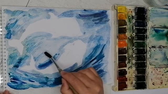 акварель Рисую дельфинов Рисуем с Любовью Draw with Love рисунки для срисовки смотреть онлайн