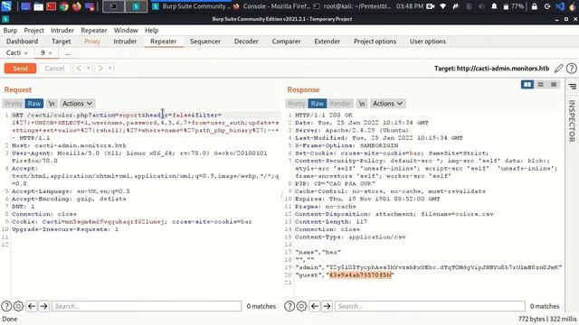 SQL Injection and Remote Code Execution || Cacti Pentesting || Burpsuite Monitors All Requests смотреть онлайн
