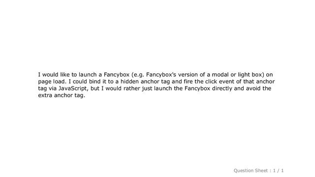 jQuery : How to launch jQuery Fancybox on page load? смотреть онлайн
