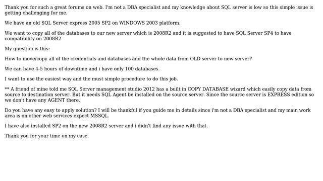 moving all databases from SQL 2005 EXPRESS SP2 to SQL2005 Enterprise SP4 смотреть онлайн
