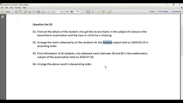 Search for data by Sub Query and JOIN and Arrange the result in ascending and descending order смотреть онлайн