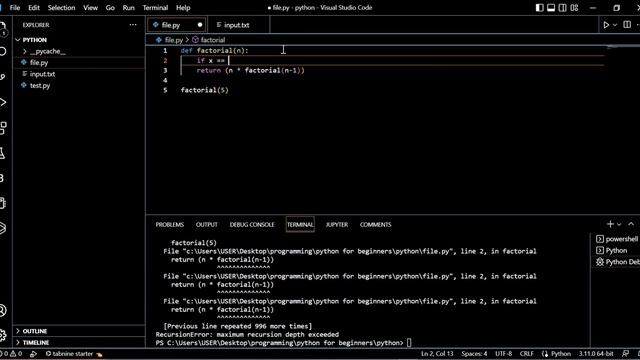 Day 8 Recursion | #python #crashcourse смотреть онлайн
