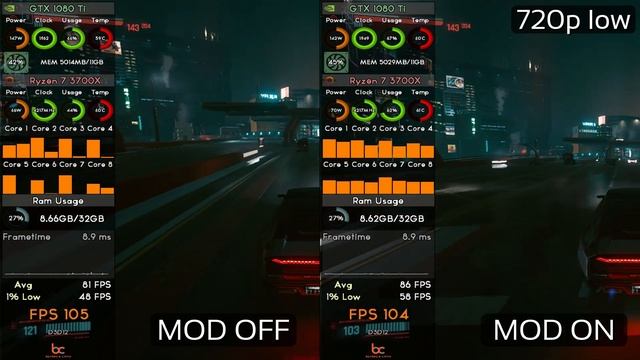 Cyberpunk 2077 SMT MOD for AMD CPUs, tested on AMD 3700X / 5800X and Nvidia GTX 1080Ti смотреть онлайн