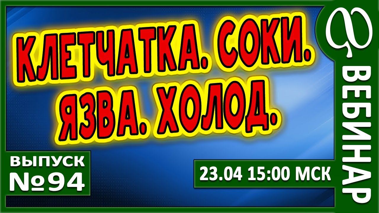 ВЕБИНАР №94. КЛЕТЧАТКА. СОКИ. ЯЗВА. ХОЛОД. смотреть онлайн