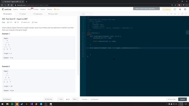 LeetCode #653: Two Sum IV - Input is a BST C++ Solution смотреть онлайн