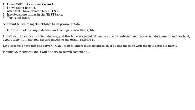 DevOps & SysAdmins: Oracle Restore and recover Database on the same host? смотреть онлайн