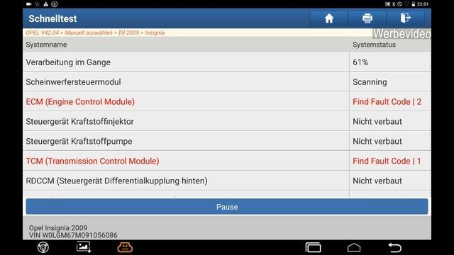 TOPDON ArtiPad I - Diagnose von Opel Insignia 2009 смотреть онлайн