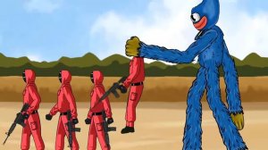 Игра «Мама Длинноногие, Пи Джей Мопс, Хагги Вагги, Кисси Мисси против Кальмара».