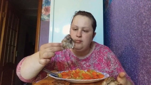 Мукбанг мясо жареное? и овощное рагу?Mila Dif