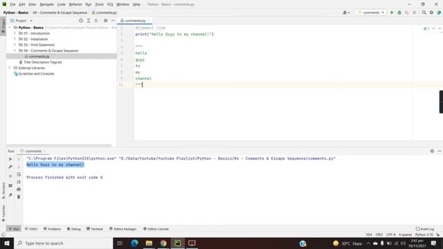 04 - Comment & Escape Sequence | Python Full Course For Beginners смотреть онлайн
