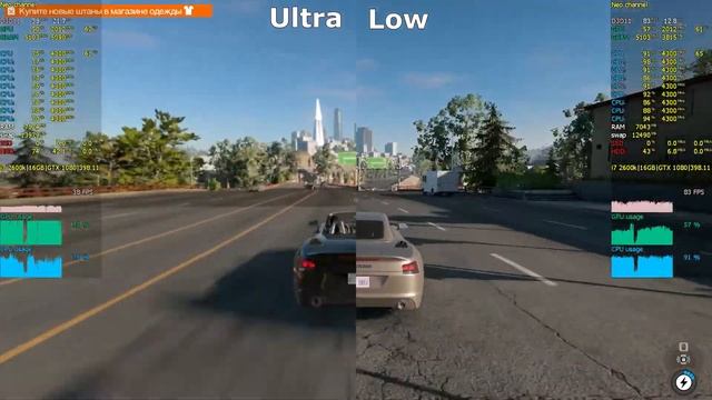 i7 2600k + gtx 1080 in Watch Dogs 2 - Low vs Ultra смотреть онлайн