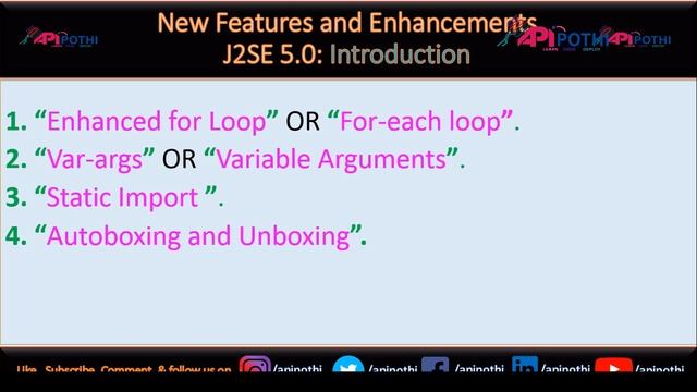 1 JAVA 5 : JAVA 5 Features Introduction || API POTHI || JAVA 5 смотреть онлайн
