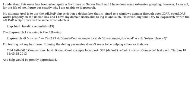 DevOps & SysAdmins: ldap_bind: Invalid credentials (49) using openLDAP смотреть онлайн