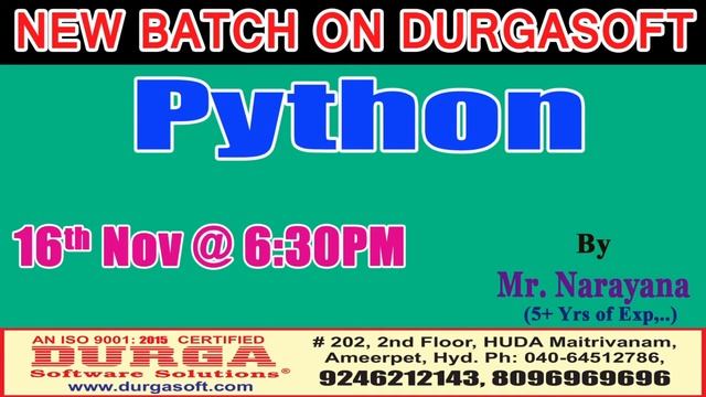 New Batch On PYTHON by Mr. Narayana On 16th Nov @6:30PM At Maitrivanam(HYD) - Offline Batch смотреть онлайн