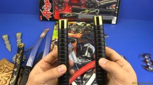 Toy NINJA Weapons Toys for Kids ! Ninja Guns & equipment- Shuriken,Nunchucks,Swords..Box of Toys