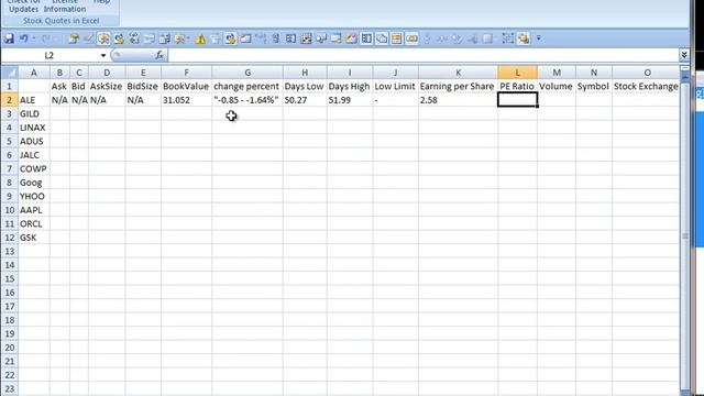 Live Stock Quotes In Excel 2010 and Excel 2007 смотреть онлайн