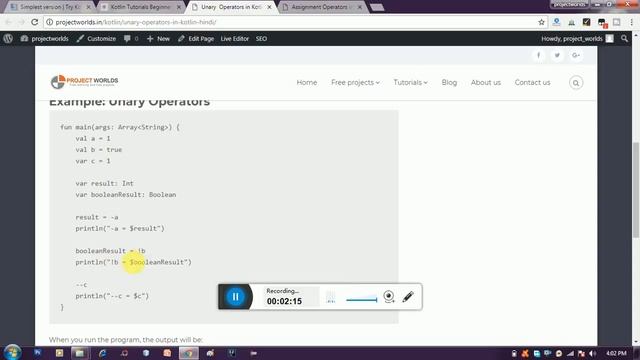 Kotlin Tutorial in Hindi | Unary Operators смотреть онлайн