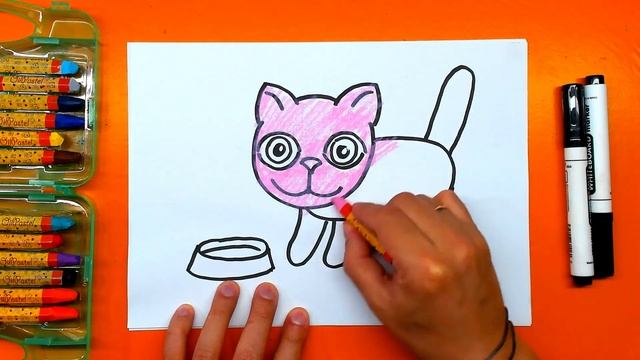 Розовая КОШЕЧКА - Учимся рисовать ЗВЕРЕЙ с РыбаКит смотреть онлайн