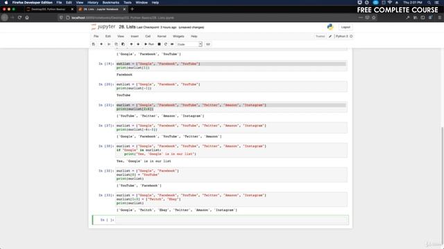 #61 - Change List Items in Python 3 | Python Full Course - Beginner to Advanced [FREE] смотреть онлайн